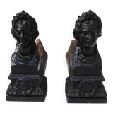 Old Cast Iron Andirons: Bust of Marianne RF