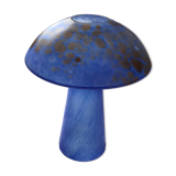 Mushroom lamp in blue glass paste spotted with brown/ochre