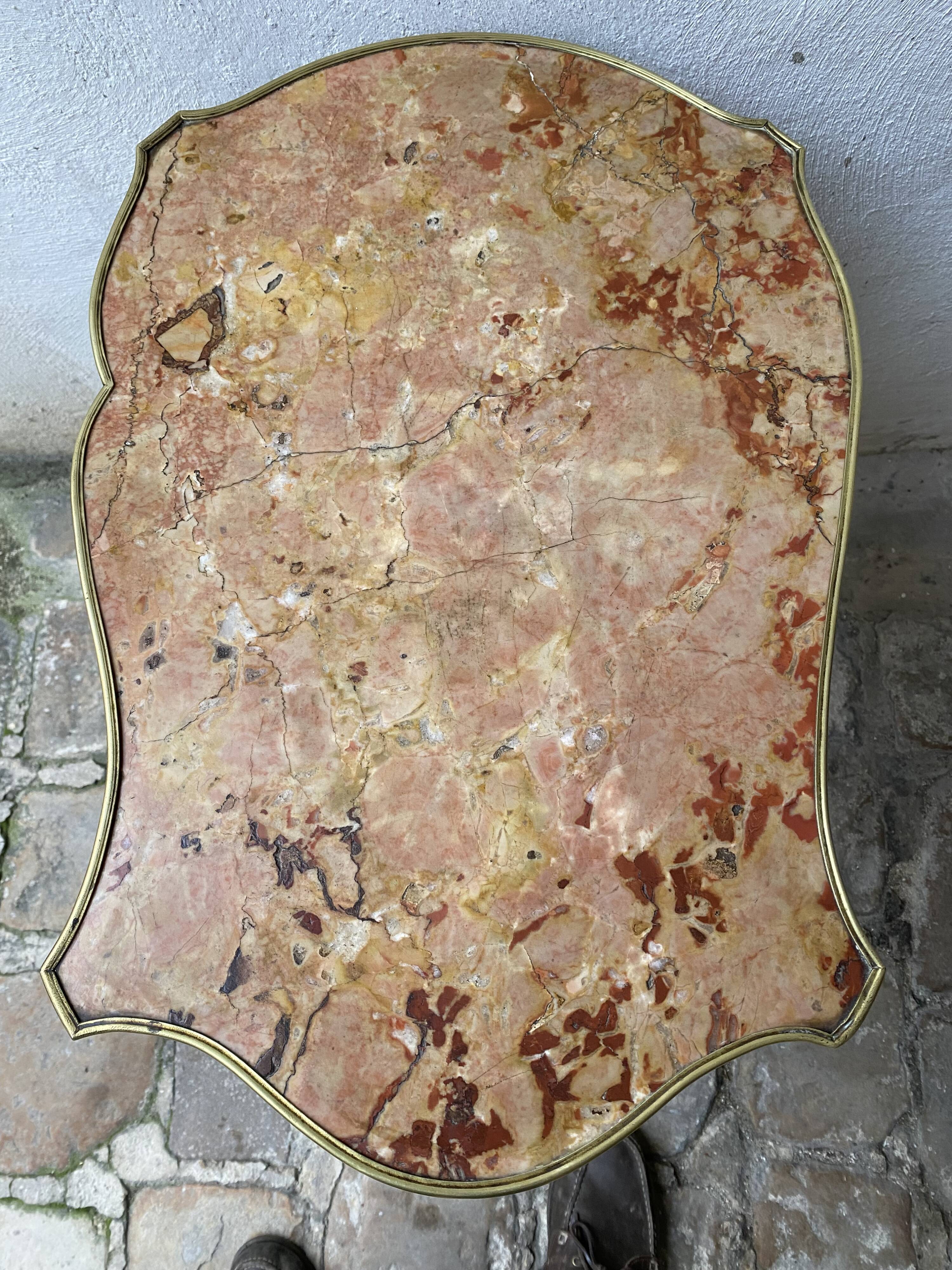 Napoleon III kidney table in Louis XV style with marble top