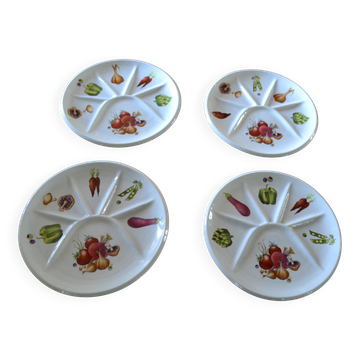 Assiettes à fondue Porcelaine du Berry années 60