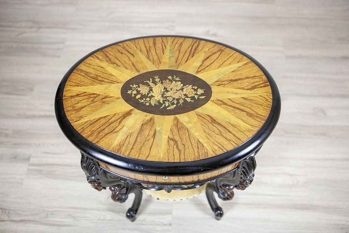 Inlaid Sewing Table in Various Woods, 1890s