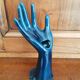 Hand blue jewelry holder, ring, soliflore , vintage French , 50s