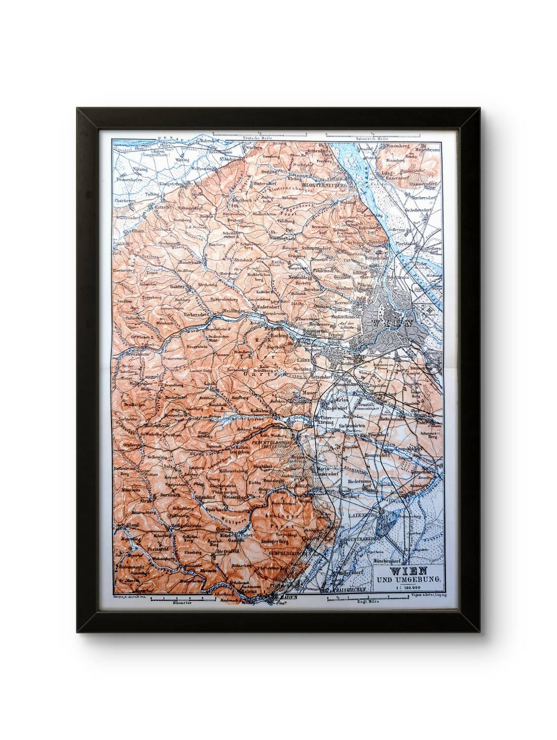 Imprimée en 1890, carte de Vienne, Autriche.