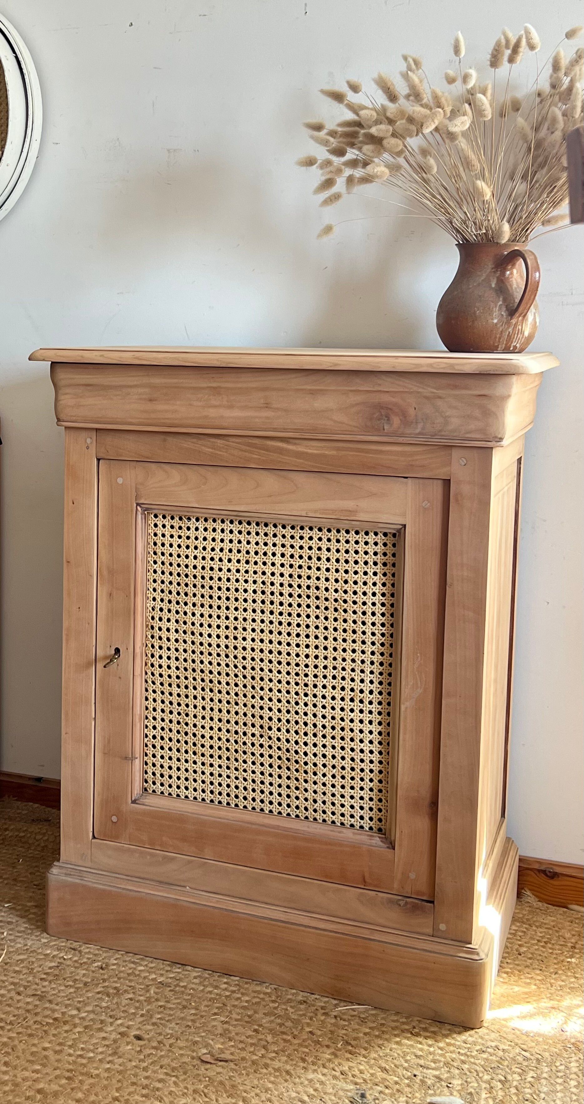 Antique 1-drawer confiturier - 1-door buffet in raw solid wood