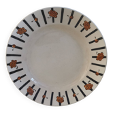 Ancien Plat de Service Rond « Badonviller » noir et orange
