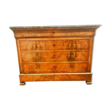 Louis Philippe period chest of drawers in walnut ronce Marble top XIX century
