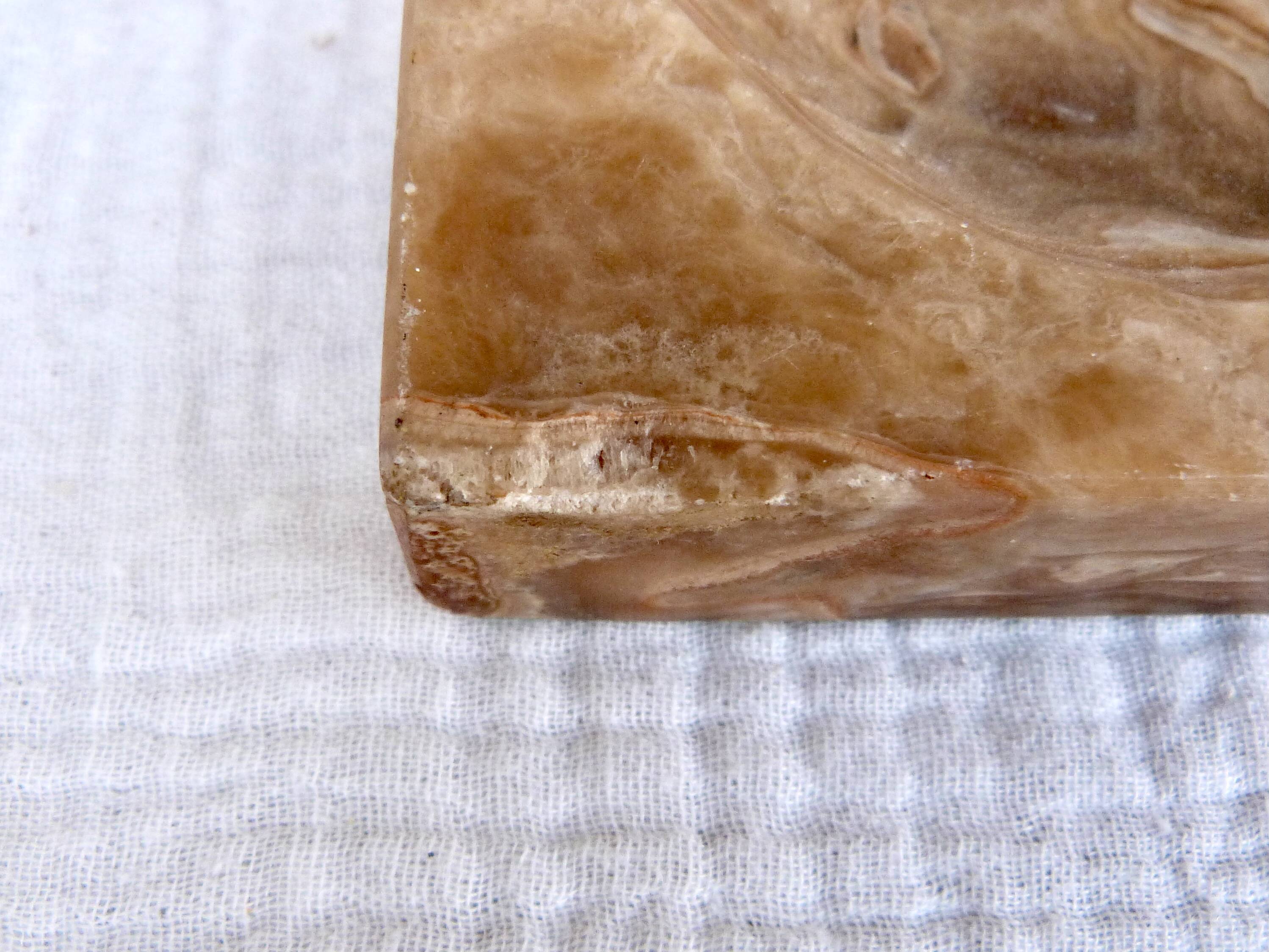 Alabaster ashtray and candle holder