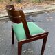 Scandinavian dining table and 4 Hans Olsen style chairs in teak and velvet.