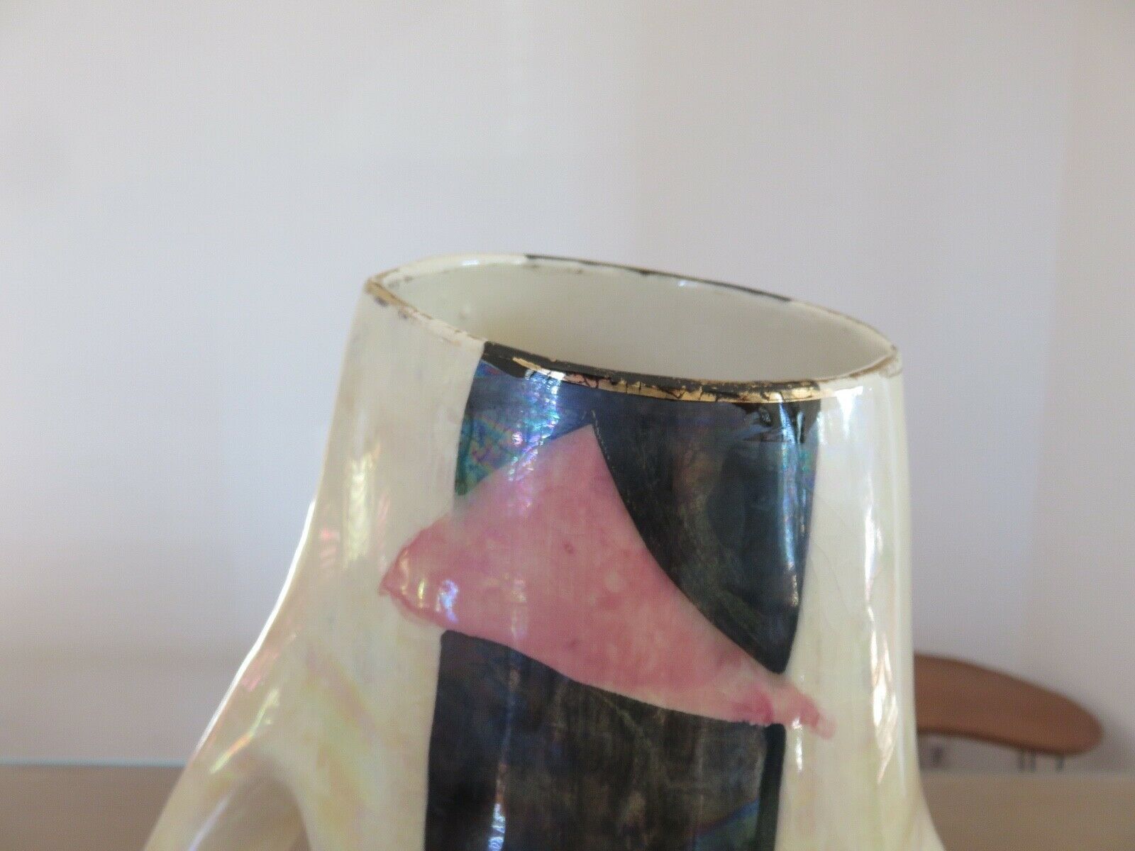 Large free-form vase in iridescent ceramic 60s