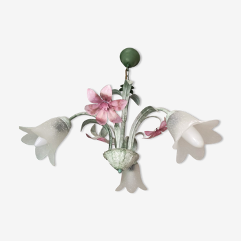 Art Deco pendant lamp with baroque flowers