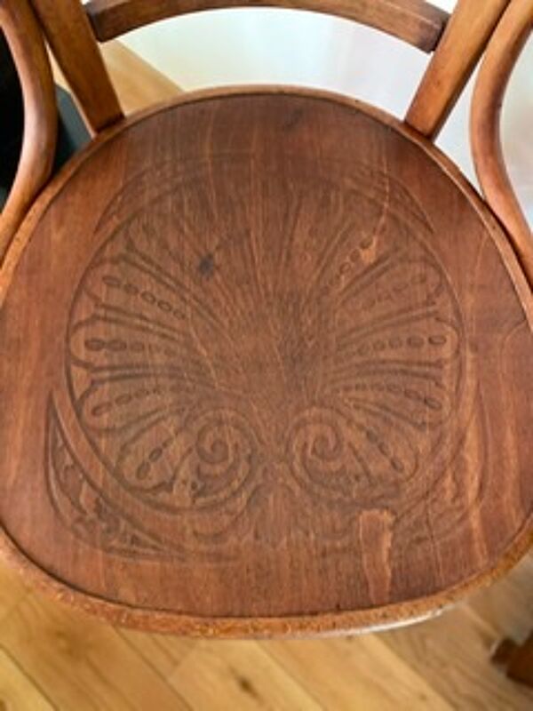 Fauteuil de bureau J&J Kohn circa 1900 estampillé et étiquette