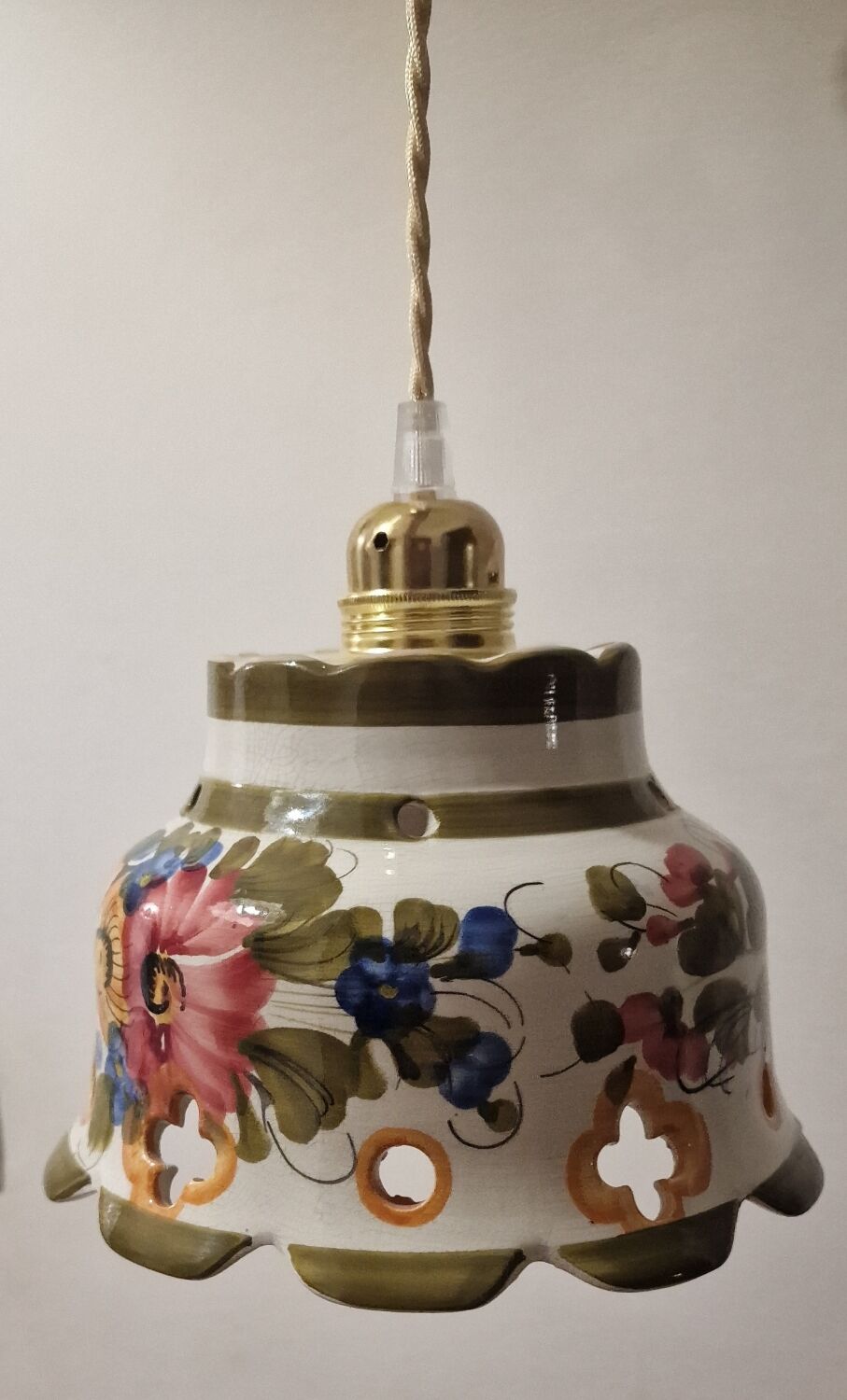 Rustic hand-painted pendant light