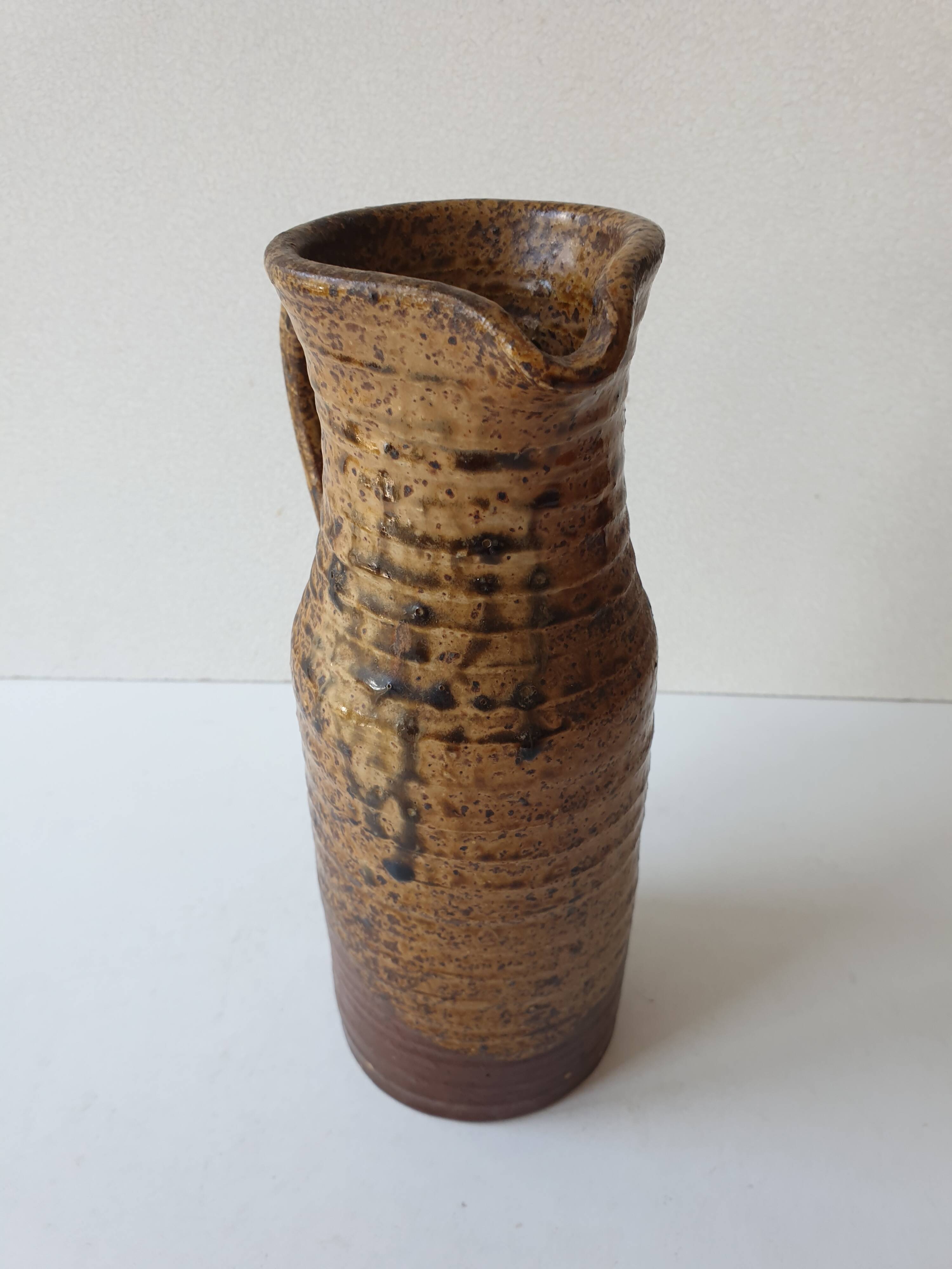 Ceramic pitcher (pyrite stoneware) Signed André Bodin height 22.5cm