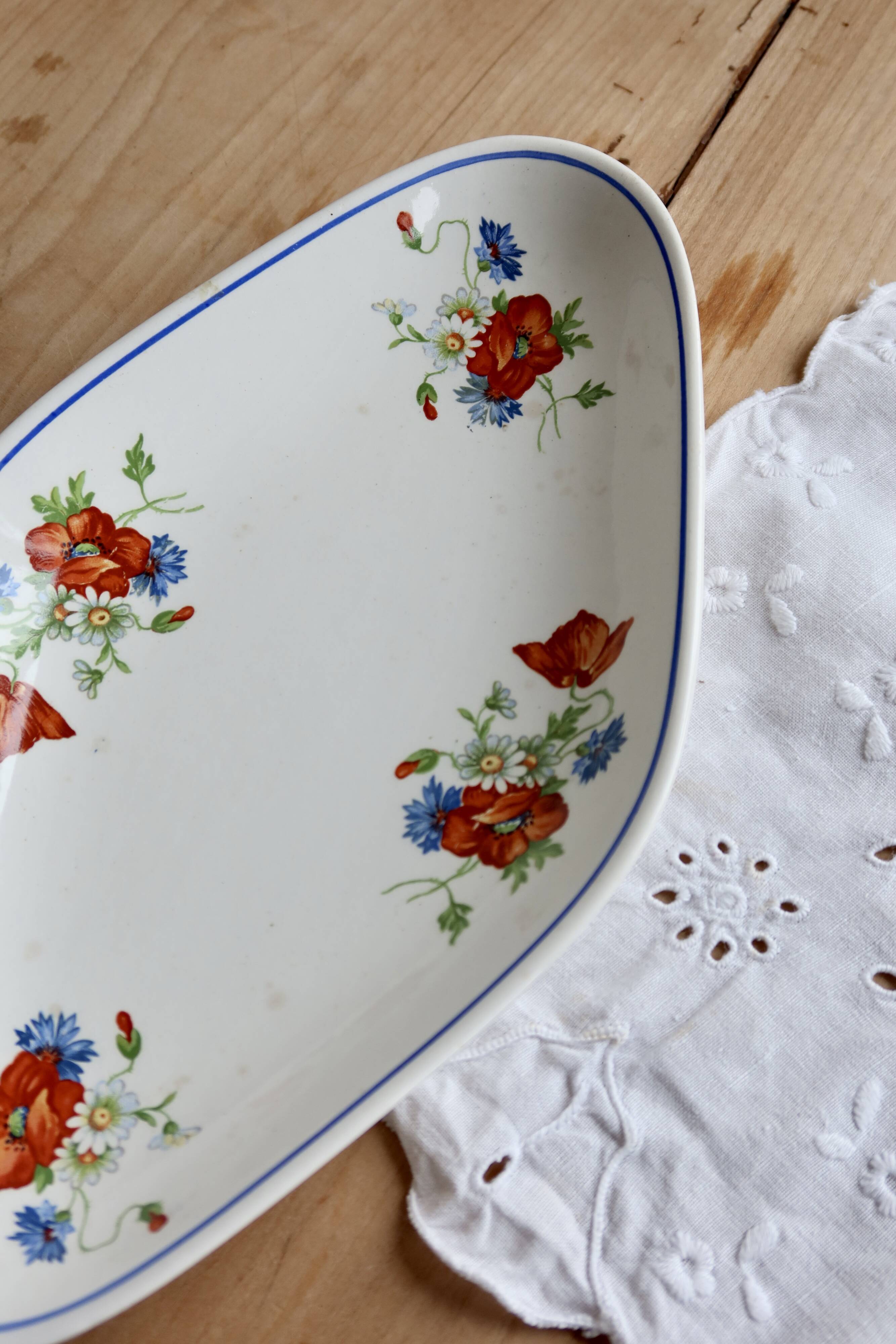 Ravier antique faience Salins - Poppy model