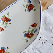 Ravier antique faience Salins - Poppy model