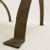 Curule armchair in wrought iron and leather
