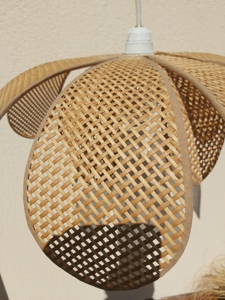 Vintage rattan canning flower suspension