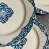 6 Gien flat plates in blue and ecru iron earth