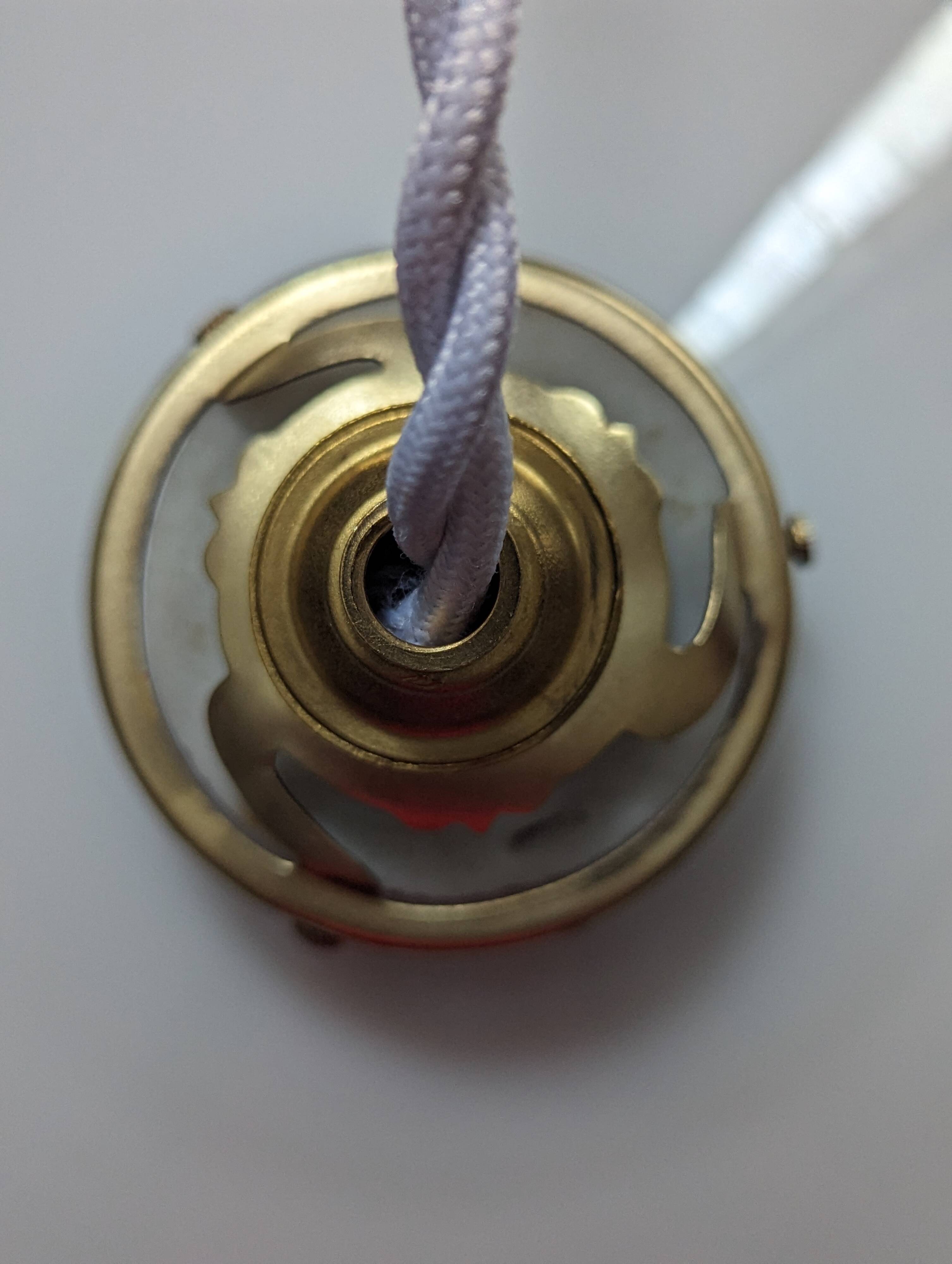 Hanging lampshade opaline serrated white/petrol blue art deco Ø24