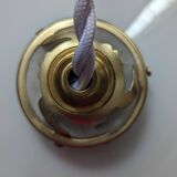 Hanging lampshade opaline serrated white/petrol blue art deco Ø24