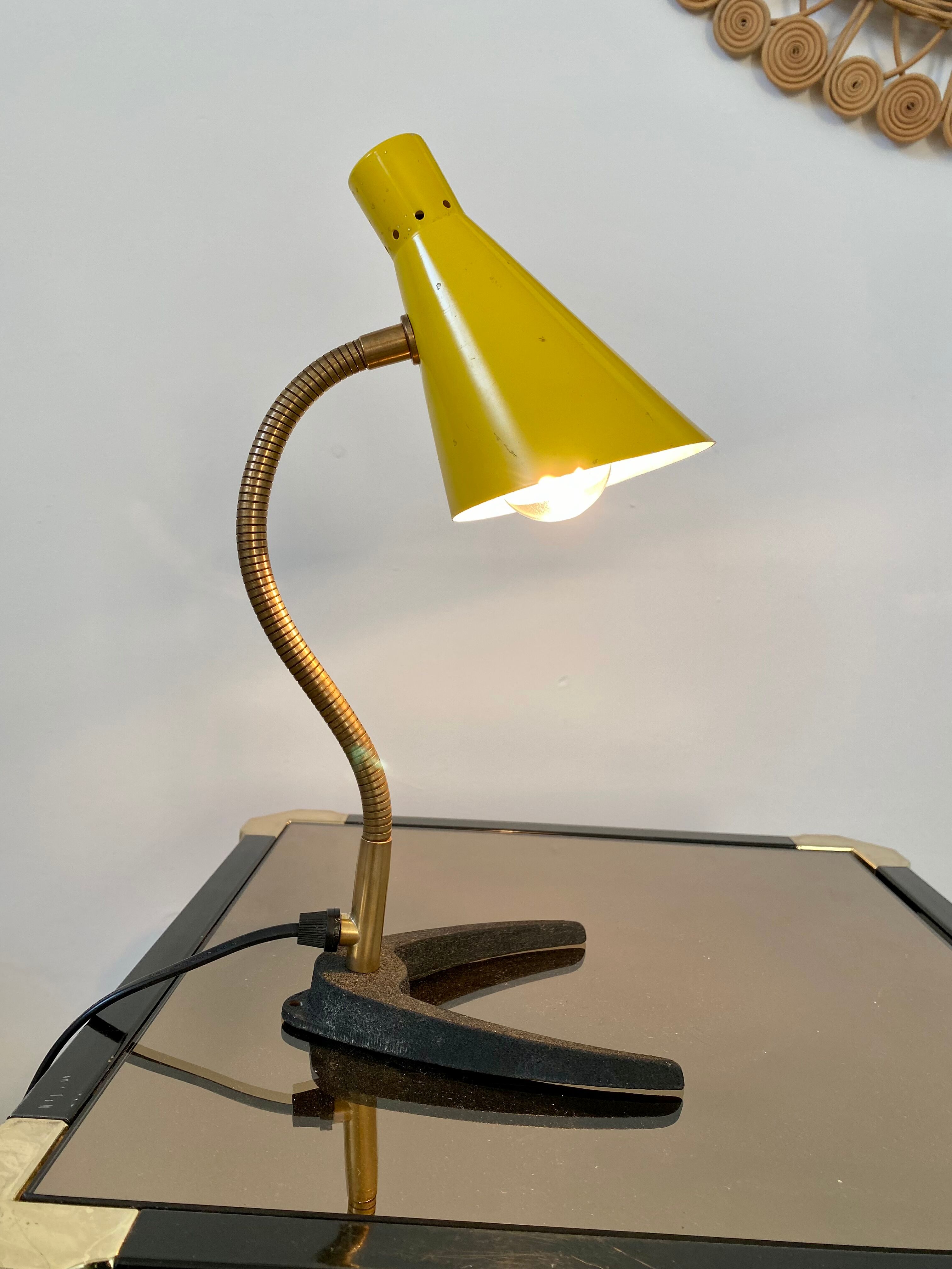 Old lamp cocotte design year 50 yellow