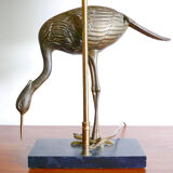Imposing sculpture heron brass lamp 50 years