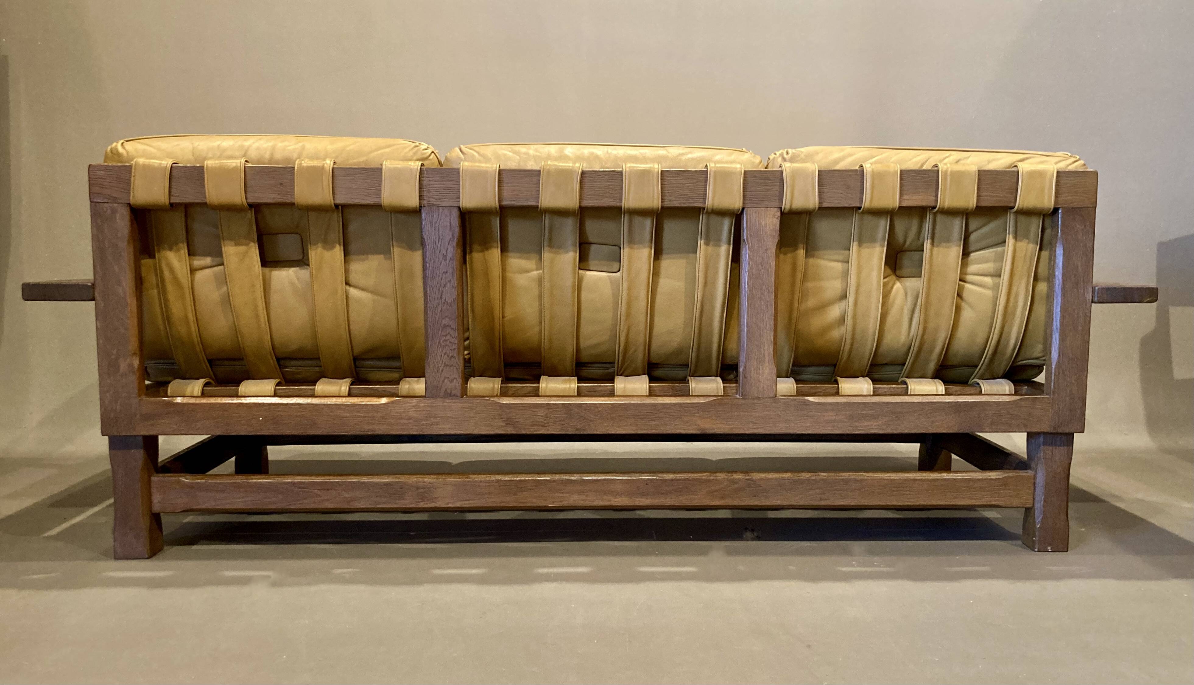 3-seater leather sofa, Brazilian design, 1960s