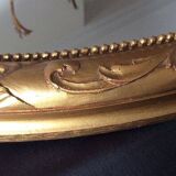 Large Baroque Mirror • Oval Arch • Carved Wood • Resin • 1950