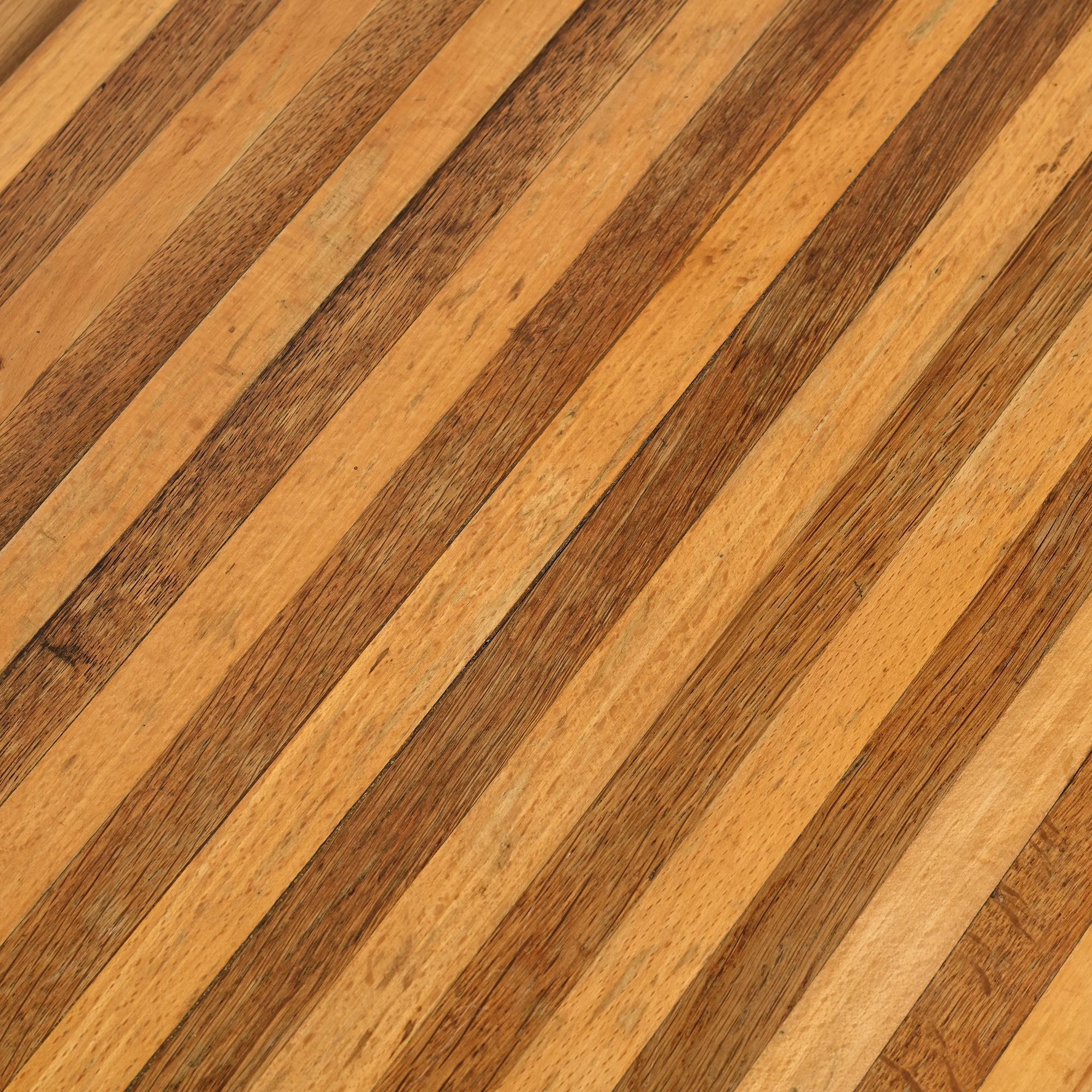 Two-tone wooden graphic coffee table, circa 1960.