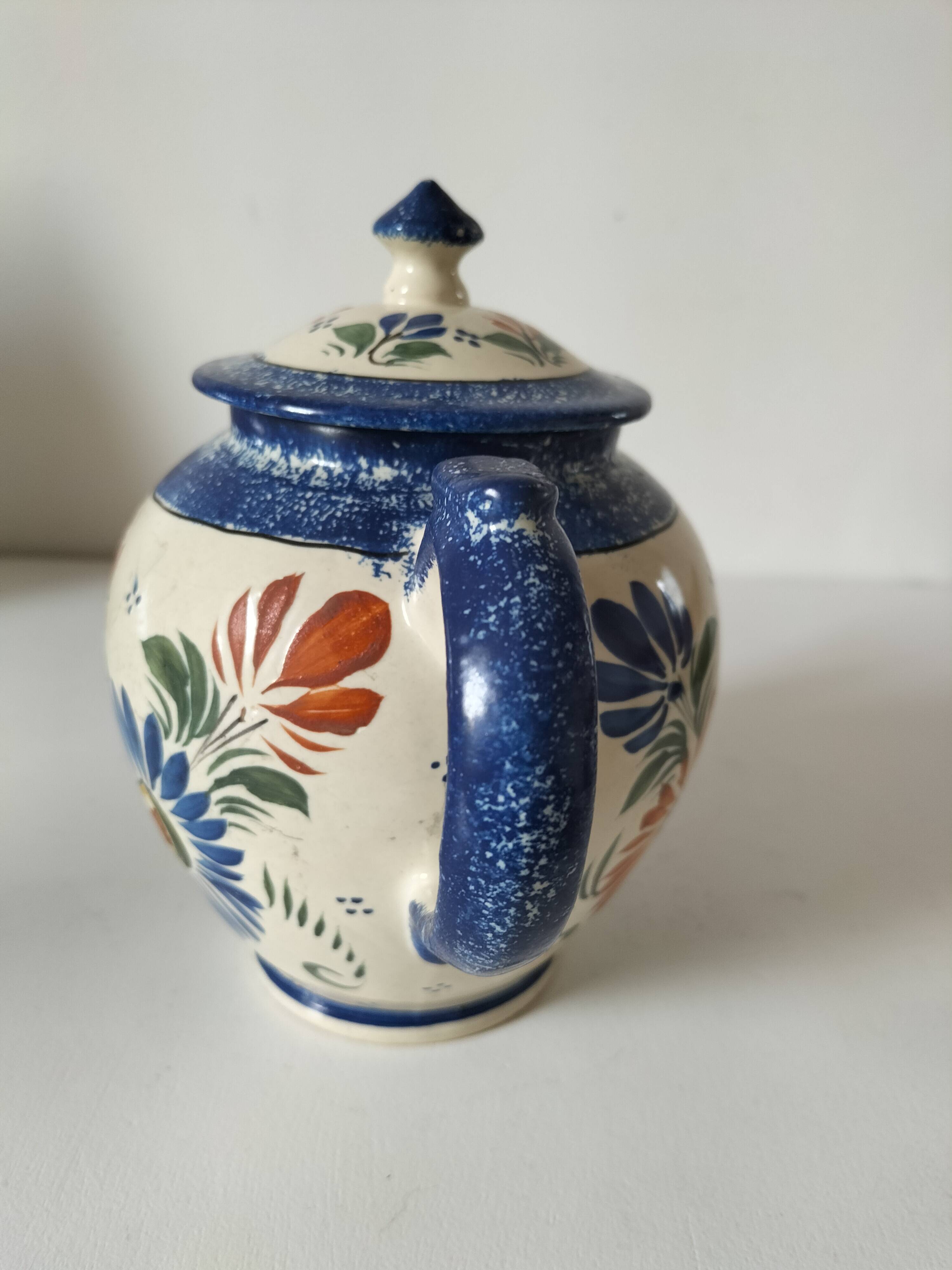 Henriot Quimper teapot – floral relief decoration