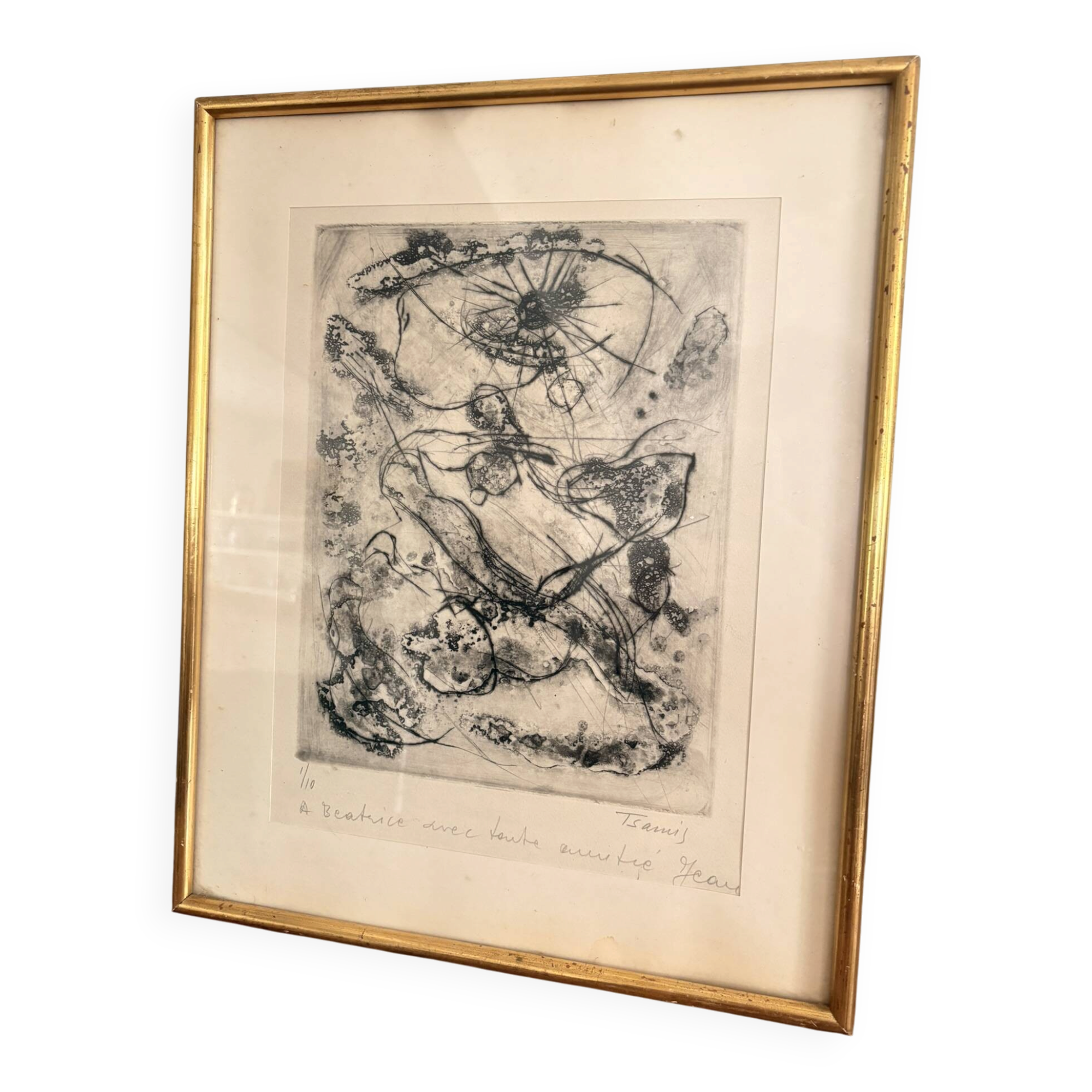 Etching Abstract Gravure Jean Tsamis Signed Numbered 1/10