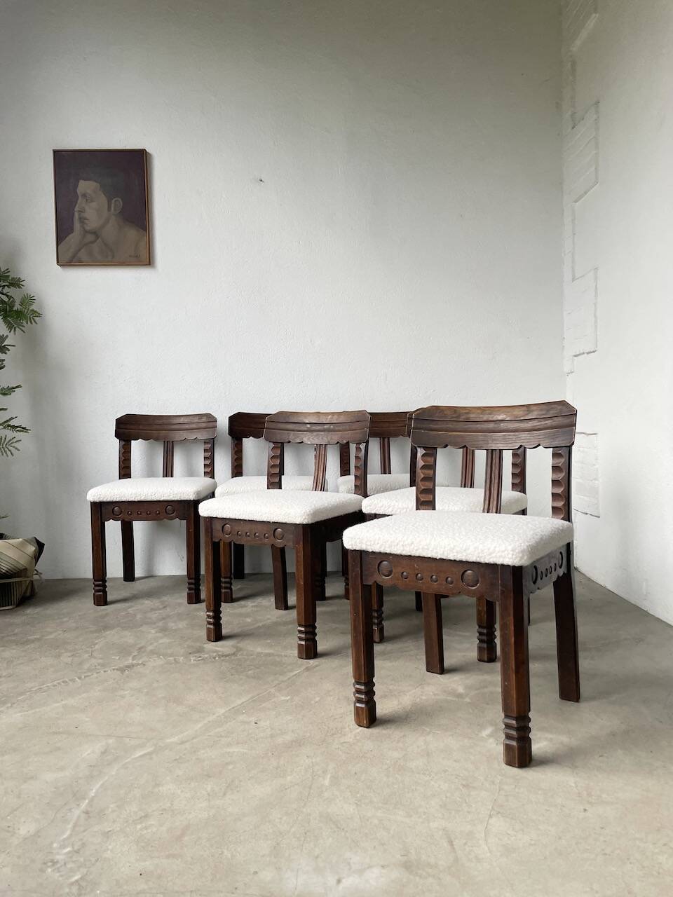 Set of 6 brutalist chairs from the 1940s