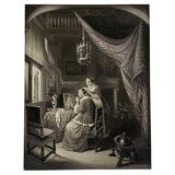 Gérard dou, la dame à sa toilette, gravure, xixème siècle