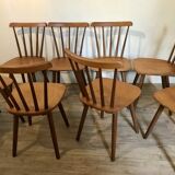 Set of 8 vintage chairs with bars and compass legs 1960