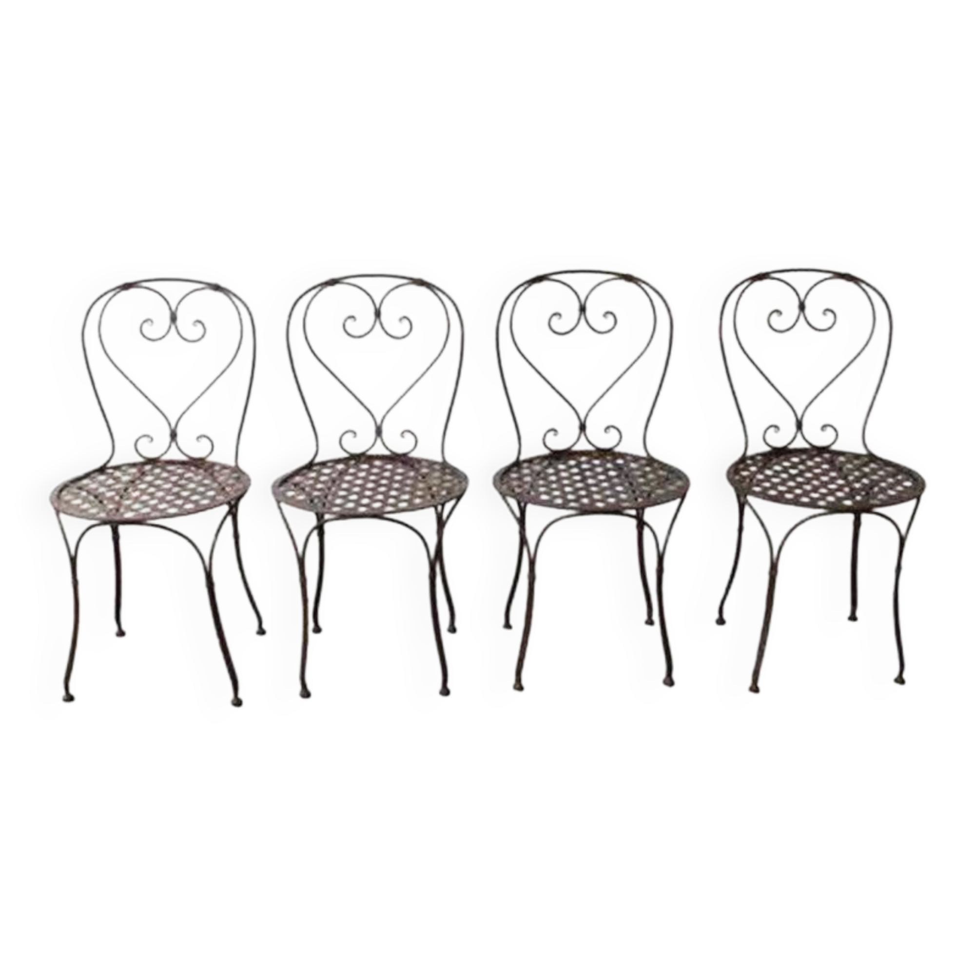 Ensemble de 4 chaises en fer forgé.
