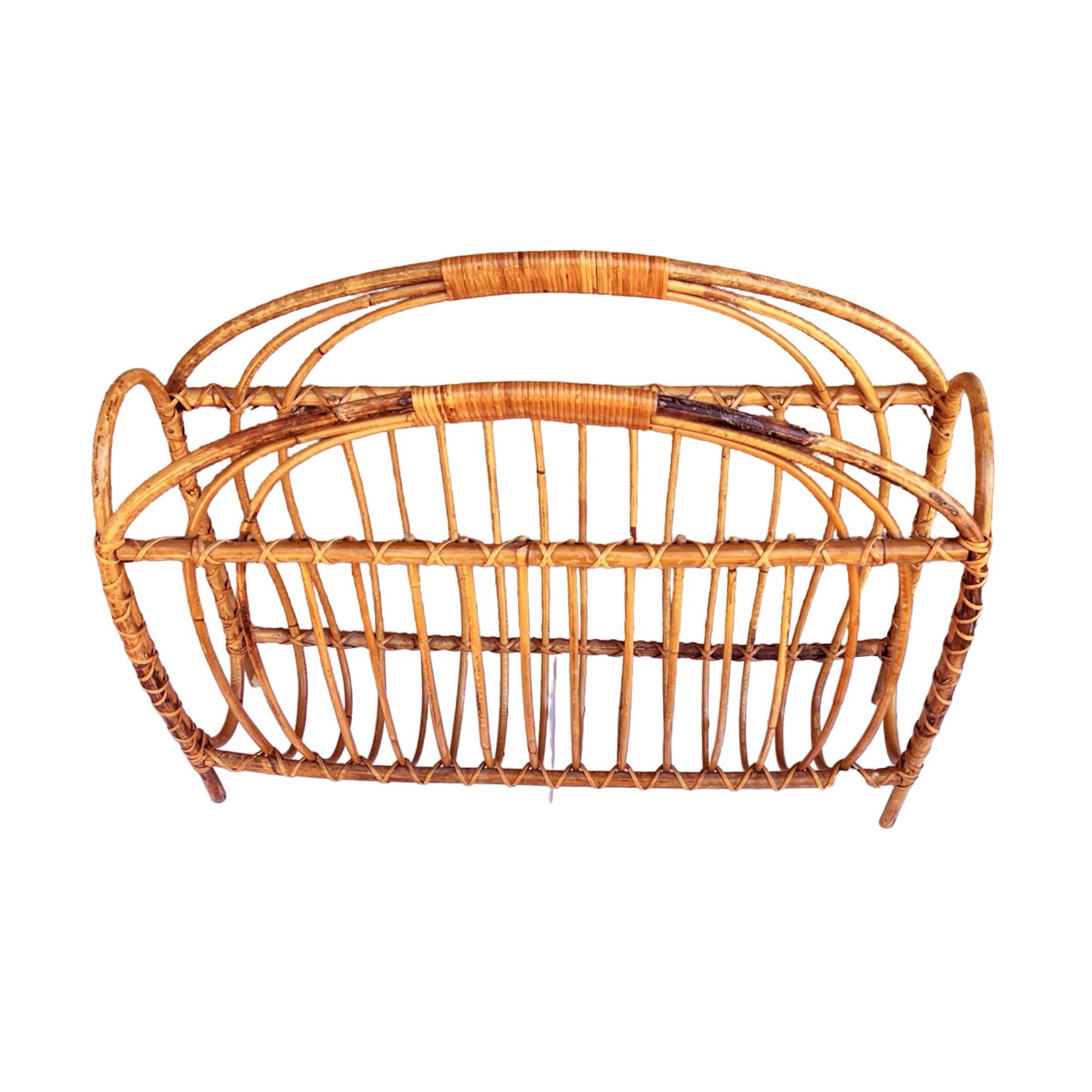 Wicker newspaper rack, Scandinavian style, Denmark, 1970s