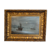 Painting, navy in the moonlight