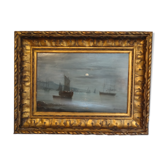 Painting, navy in the moonlight