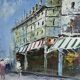 Ecole de Paris XXème - Huile sur carton - Les grands boulevards