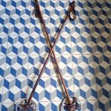 Pair of antique reed ski poles