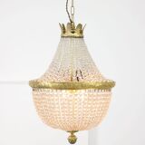 French Empire Crystal and Brass Chandelier, 1940s