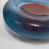 Vintage 1960s Murano Blue & Red Spot Corroso Glass Dish by Galliano Ferro