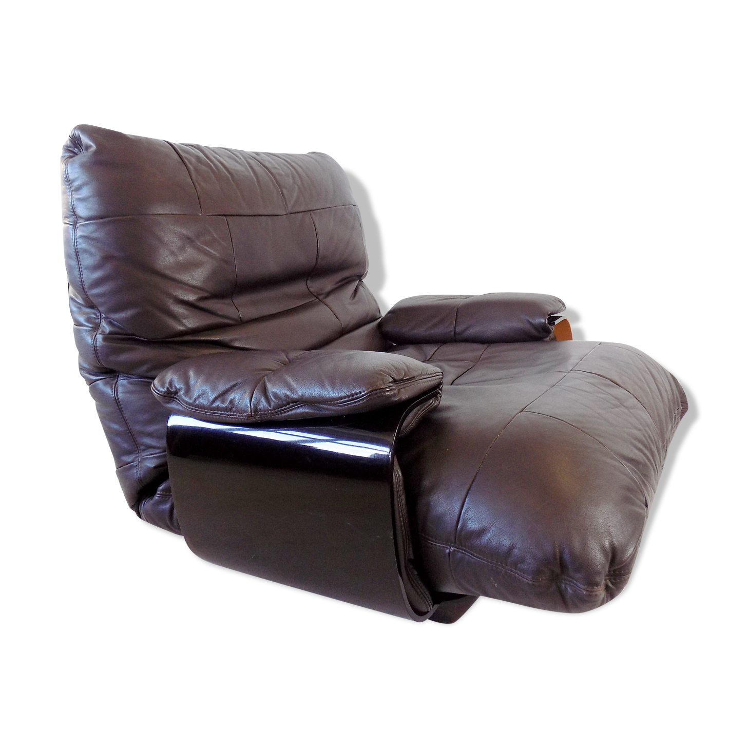 Ligne Roset Marsala brown leather armchair by Michel Ducaroy
