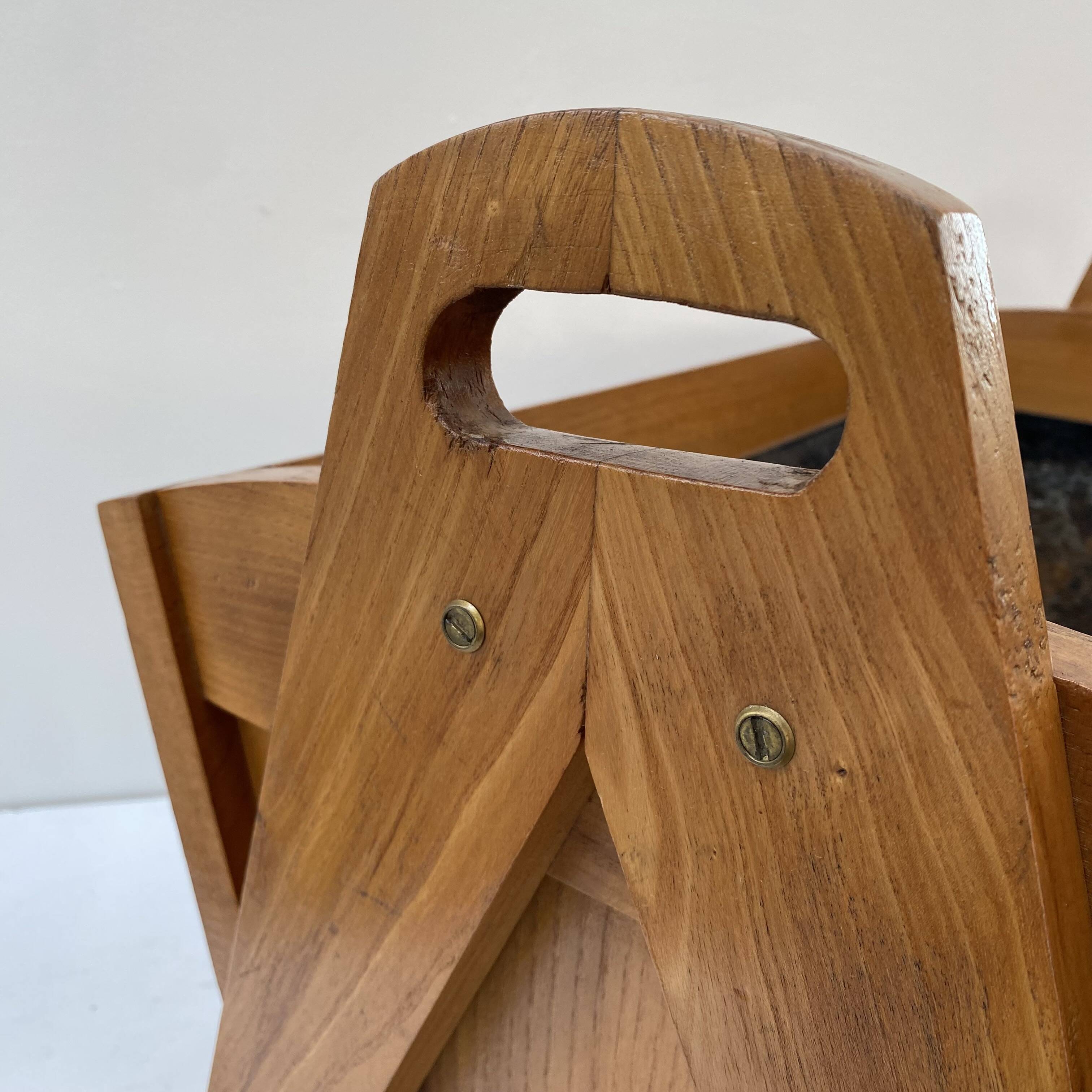 Large modernist indoor planter in solid beech