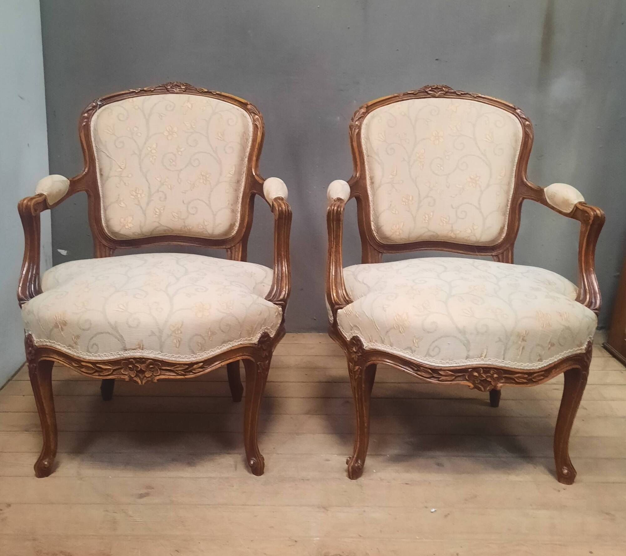 Pair of Louis XVI style armchairs
