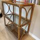 Rattan bookcase shelf and vintage smoked glass