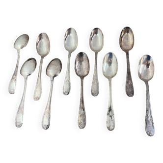 10 old silver-plated spoons marked Emile Bergeron