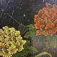 Vintage black Chinese lacquer cabinet with flowers and birds / bohemian