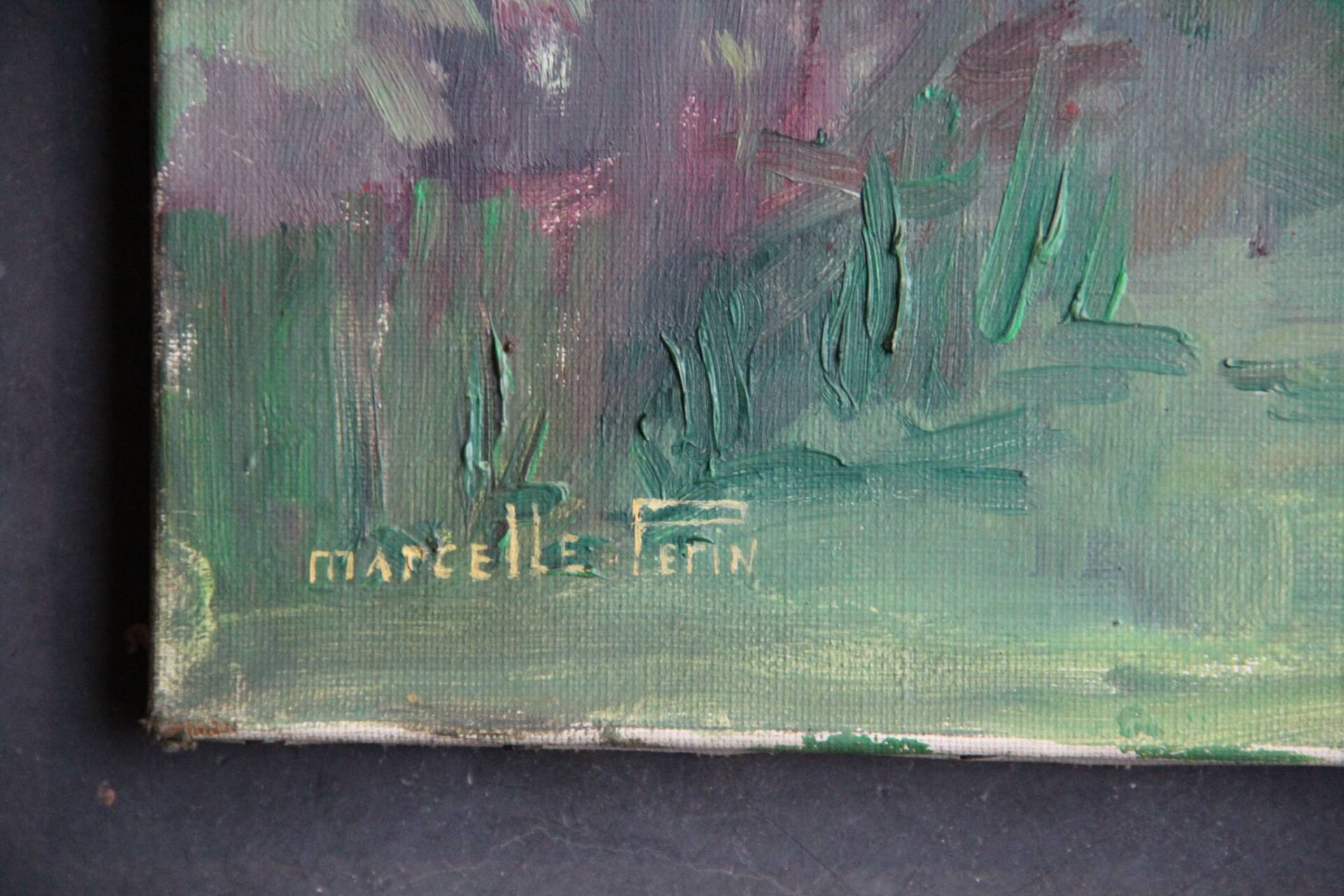 Oil on canvas, rural landscape, signed