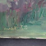 Oil on canvas, rural landscape, signed